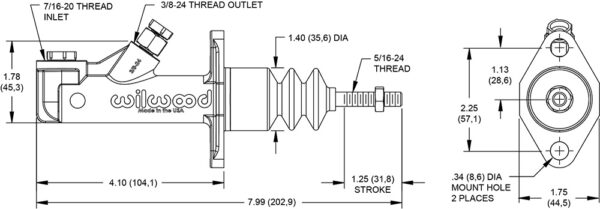 Wilwood - Single Outlet  Master Cylinder Without Reservoir (Remote Style) - Image 2